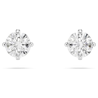 Stilla Attract Ohrstecker, Rundschliff, Weiß, Rhodiniert - Swarovski, 5408436