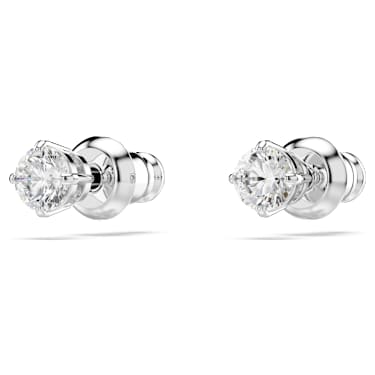 Stilla Attract 스터드 이어링, 라운드 컷, 화이트, 로듐 플래팅 - Swarovski, 5408436