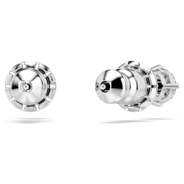Stilla Attract stud earrings, Round cut, White, Rhodium plated - Swarovski, 5408436