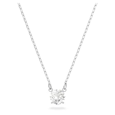 Stilla Attract ネックレス, ラウンドカット, ホワイト, ロジウム・プレーティング | Swarovski