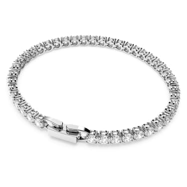 Matrix Tennis Armband, Rundschliff, Weiß, Rhodiniert - Swarovski, 5409771