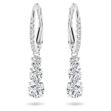 Anneaux d'oreilles Attract Trilogy, Taille ronde, Blanches, Métal rhodié - Swarovski, 5416155