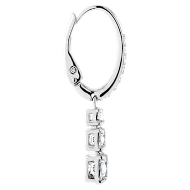Attract Trilogy hoop earrings, Round cut, White, Rhodium plated - Swarovski, 5416155