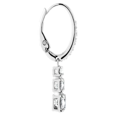 Stilla Attract ringoorbellen, Ronde slijpvorm, Wit, Rodium toplaag - Swarovski, 5416155