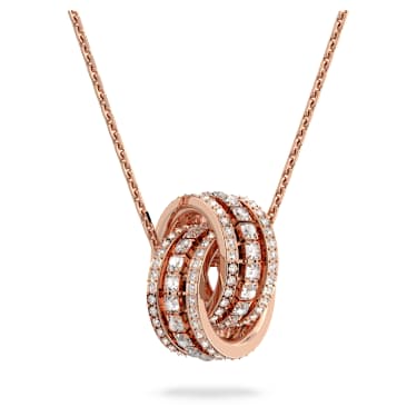 Hyperbola Anhänger, Verflochtene Ringe, Weiß, Roségold-Legierungsschicht - Swarovski, 5419853