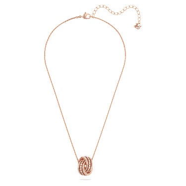 Wisiorek Hyperbola, Splecione ze sobą obręcze, Biały, Powłoka w odcieniu różowego złota - Swarovski, 5419853