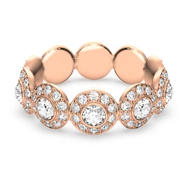 Una Angelic ring, Round cut, Pavé, White, Rose gold-tone plated 