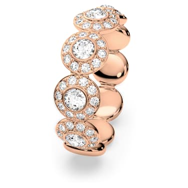 Una Angelic ring, Round cut, Pavé, White, Rose gold-tone plated 
