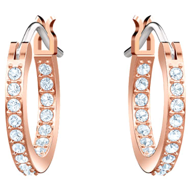 Symbolica hoop earrings, Evil eye, Blue, Rose gold-tone plated - Swarovski, 5425857