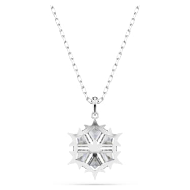 Magic pendant, Snowflake, White, Rhodium plated - Swarovski, 5428432