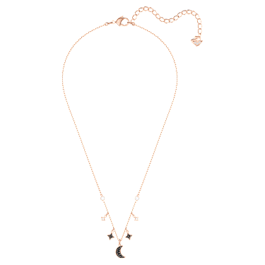 Symbolica Halskette, Mond und Stern, Schwarz, Roségold-Legierungsschicht - Swarovski, 5429737
