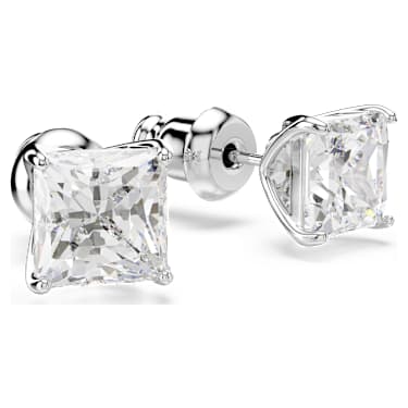 Stilla Attract Ohrstecker, Kissenschliff, Weiß, Rhodiniert - Swarovski, 5430365