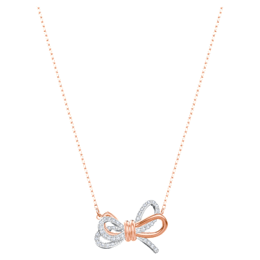 Lifelong Bow Kolye, Fiyonk, Beyaz, Karışık metal yüzey | Swarovski