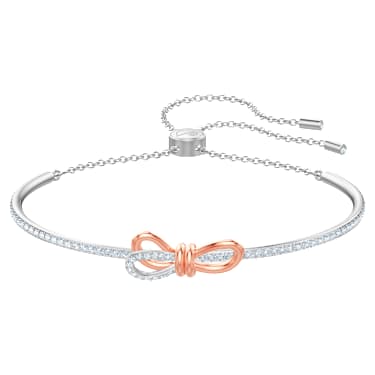 Lifelong Bow バングル, リボン, ホワイト, ミックスメタル仕上げ - Swarovski, 5447079