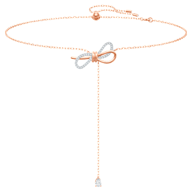 Lifelong Bow ネックレス, リボン, ホワイト, ミックスメタル仕上げ - Swarovski, 5447082