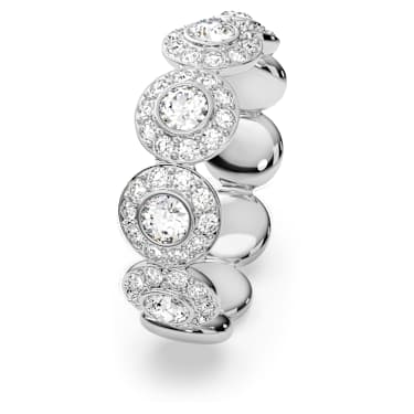 Angelic ring, Round cut, Pavé, White, Rhodium plated | Swarovski