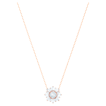 Idyllia pendant, Mixed cuts, Sun, White, Rose gold-tone plated - Swarovski, 5451376