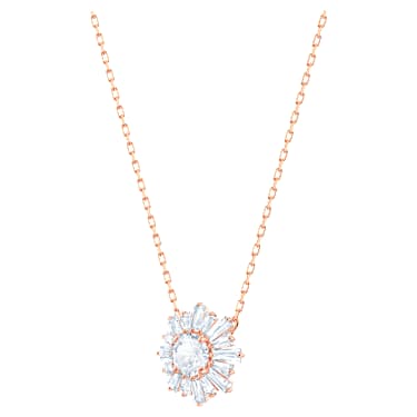 Idyllia pendant, Mixed cuts, Sun, White, Rose gold-tone plated - Swarovski, 5451376