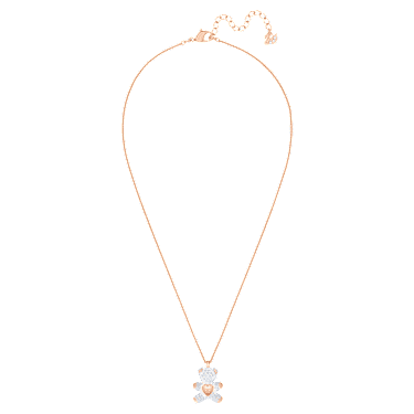 Teddy 鏈墜, 熊, 白色, 鍍玫瑰金色調 - Swarovski, 5452026