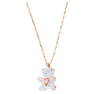 Teddy 鏈墜, 熊, 白色, 鍍玫瑰金色調 - Swarovski, 5452026