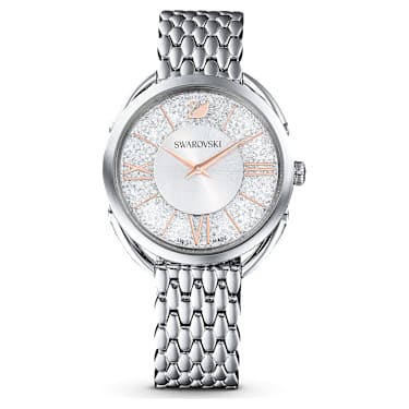 Crystalline Glam Uhr Schweizer Produktion Metallarmband Silberfarben Edelstahl