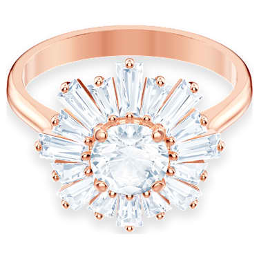 Idyllia 戒指, 混合式切割, 太陽, 白色, 鍍玫瑰金色調 - Swarovski, 5459599