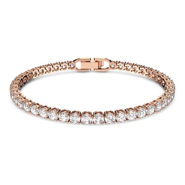 Matrix Tennis Armband, Rundschliff, Weiß, Roségold-Legierungsschicht - Swarovski, 5464948