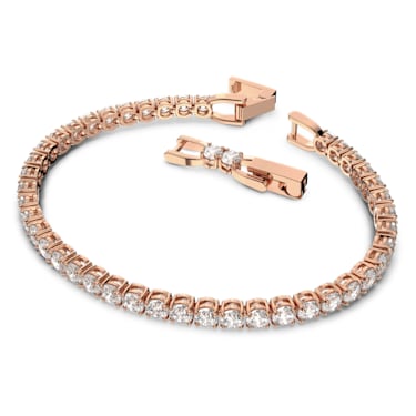 Tennis Deluxe bracelet, Round cut, White, Rose gold-tone plated - Swarovski, 5464948