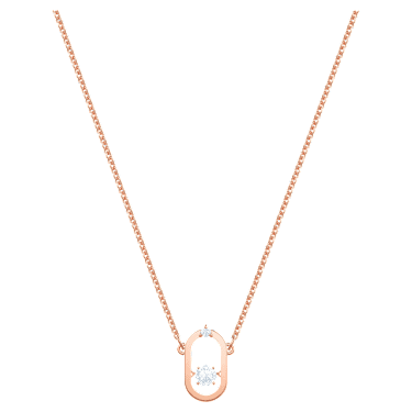 Una necklace, Round cut, Oval shape, White, Rose gold-tone plated - Swarovski, 5468084