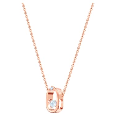 Collier Una, Taille ronde, Forme ovale, Blanc, Placage de ton or rosé - Swarovski, 5468084