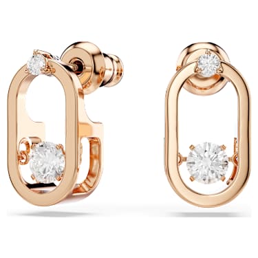 Swarovski Sparkling Dance 耳釘, 圓形切割，橢圓形, 白色, 鍍玫瑰金色調 - Swarovski, 5468118