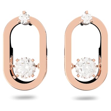 Una stud earrings, Round cut, Oval shape, White, Rose gold-tone plated - Swarovski, 5468118