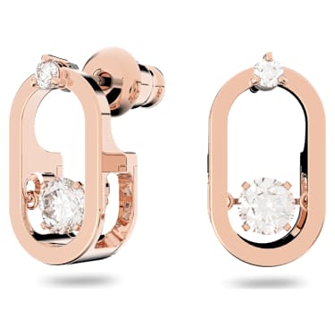 Una stud earrings, Round cut, Oval shape, White, Rose gold-tone plated - Swarovski, 5468118