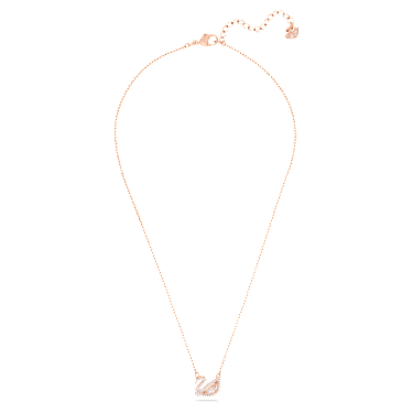 Náhrdelník Swan, Labuť, Růžová, Pokoveno v růžovozlatém odstínu - Swarovski, 5469989