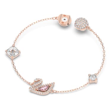 Dazzling Swan ブレスレット, マグネットクロージャー, スワン, ピンク, ローズゴールドトーン・プレーティング - Swarovski, 5472271