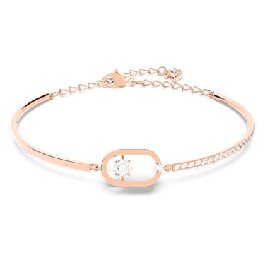 Braccialetto Una, Taglio tondo, Forma ovale, Bianco, Placcato color oro rosa - Swarovski, 5472382