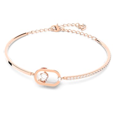 Braccialetto Una, Taglio tondo, Forma ovale, Bianco, Placcato color oro rosa - Swarovski, 5472382