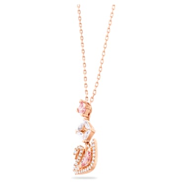 Dazzling Swan Y necklace, Swan, Pink, Rose gold-tone plated - Swarovski, 5473024