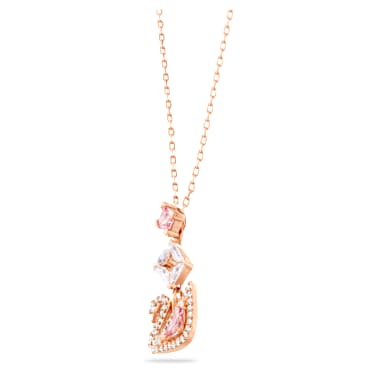 Swan 鏈墜, 天鵝, 粉紅色, 鍍玫瑰金色調 - Swarovski, 5473024