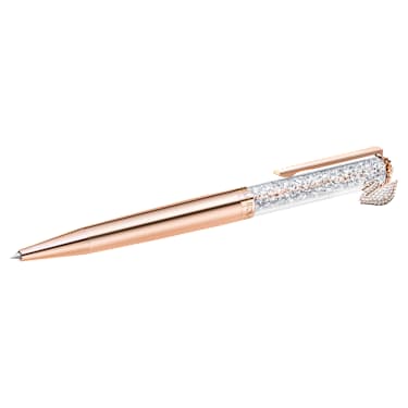 Kuličkové pero Crystalline, Labuť, Odstín růžového zlata, Pokoveno v růžovozlatém odstínu - Swarovski, 5479552