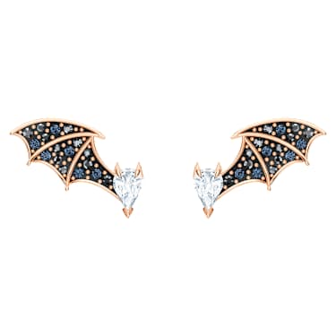 Prosperity stud earrings, Lucky bat, Multicolored, Rose gold-tone plated by  SWAROVSKI