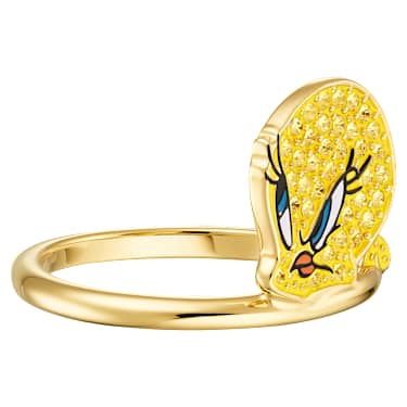 Looney Tunes Tweety Motif Ring, Yellow, Gold-tone plated - Swarovski, 5488600