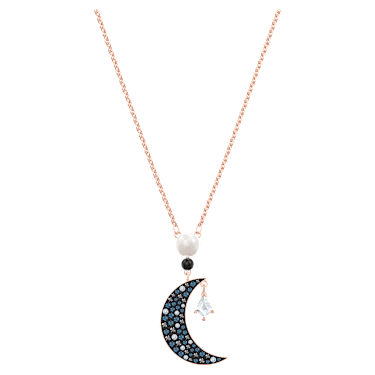 Symbolica pendant, Moon and star, Multicolored, Rose gold-tone plated - Swarovski, 5489534