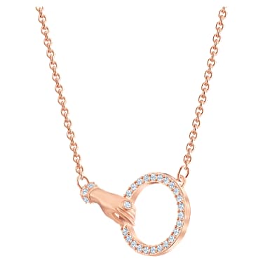 Symbolica necklace, Hand, White, Rose gold-tone plated - Swarovski, 5489573