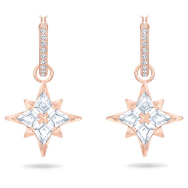 Swarovski Symbolic drop earrings, Star, White, Rose gold-tone plated - Swarovski, 5494337