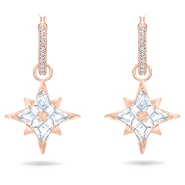 Symbolica 水滴形耳环, 星星, 白色, 镀玫瑰金色调 - Swarovski, 5494337