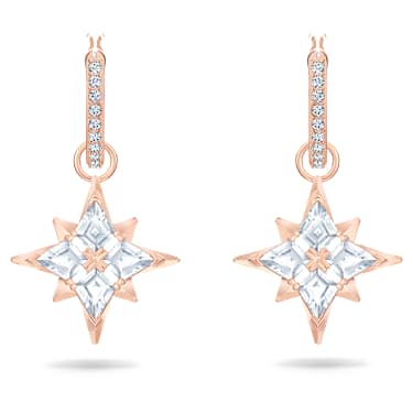 Symbolica drop earrings, Star, White, 18K rose gold finish - Swarovski, 5494337