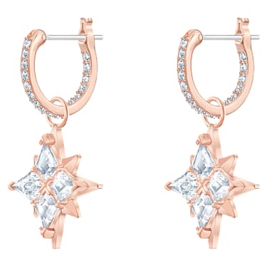 Symbolica drop earrings, Star, White, Rose gold-tone plated - Swarovski, 5494337