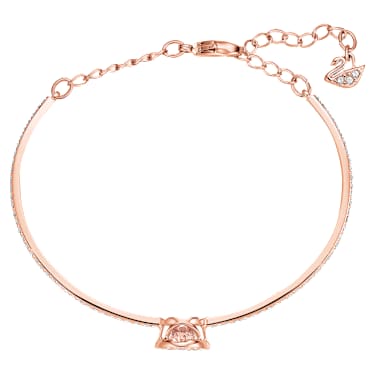 Una bangle, Round cut, White, Rose gold-tone plated | Swarovski