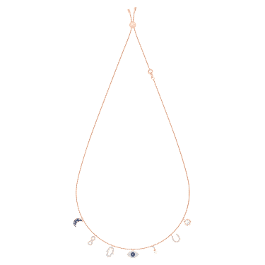 Symbolica Halskette, Mond, Unendlichzeichen, Hand, Augensymbol und Hufeisen, Blau, Roségold-Legierungsschicht - Swarovski, 5497664
